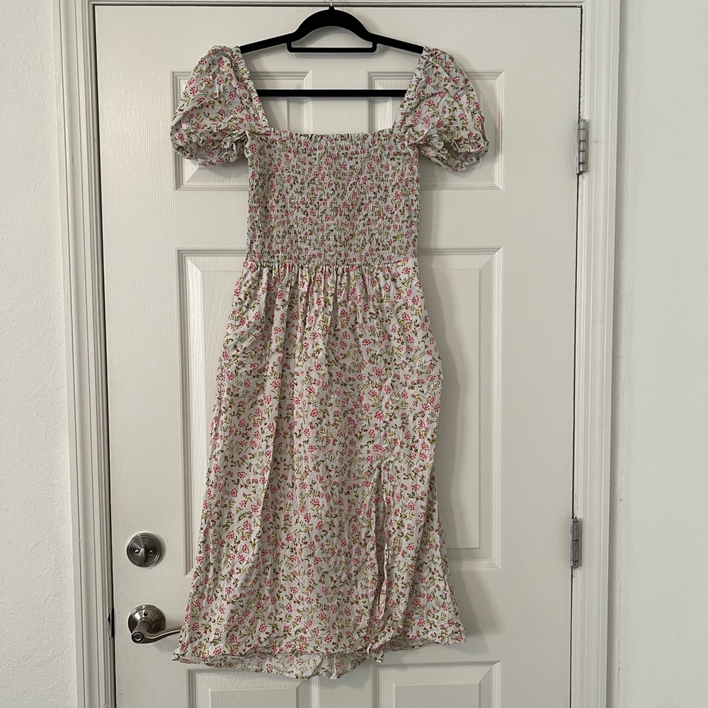 J. Crew Pink Floral Midi Dress